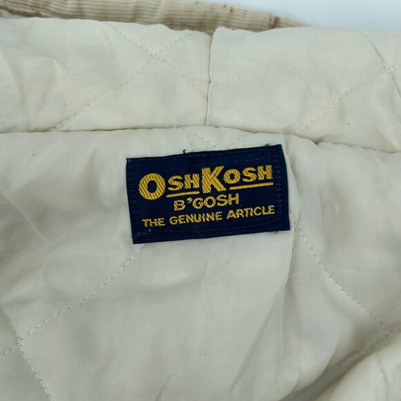 VTG 70s Men's Cream Corduroy OshKosh B'Gosh Quilt Lined Varsity Chore Jacket XL - Picture 5 of 14